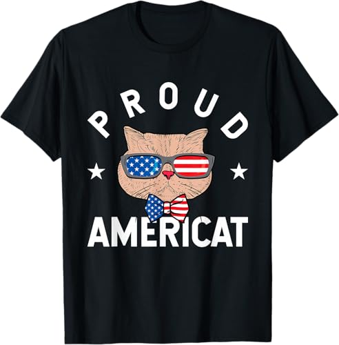 Proud Americat - Funny Patriotic 4th of July Cat Lover T-Shirt