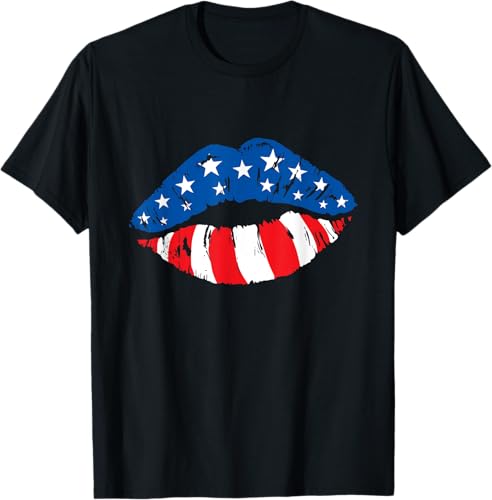 American Flag Lips - Independence Day 4th of July Party T-Shirt