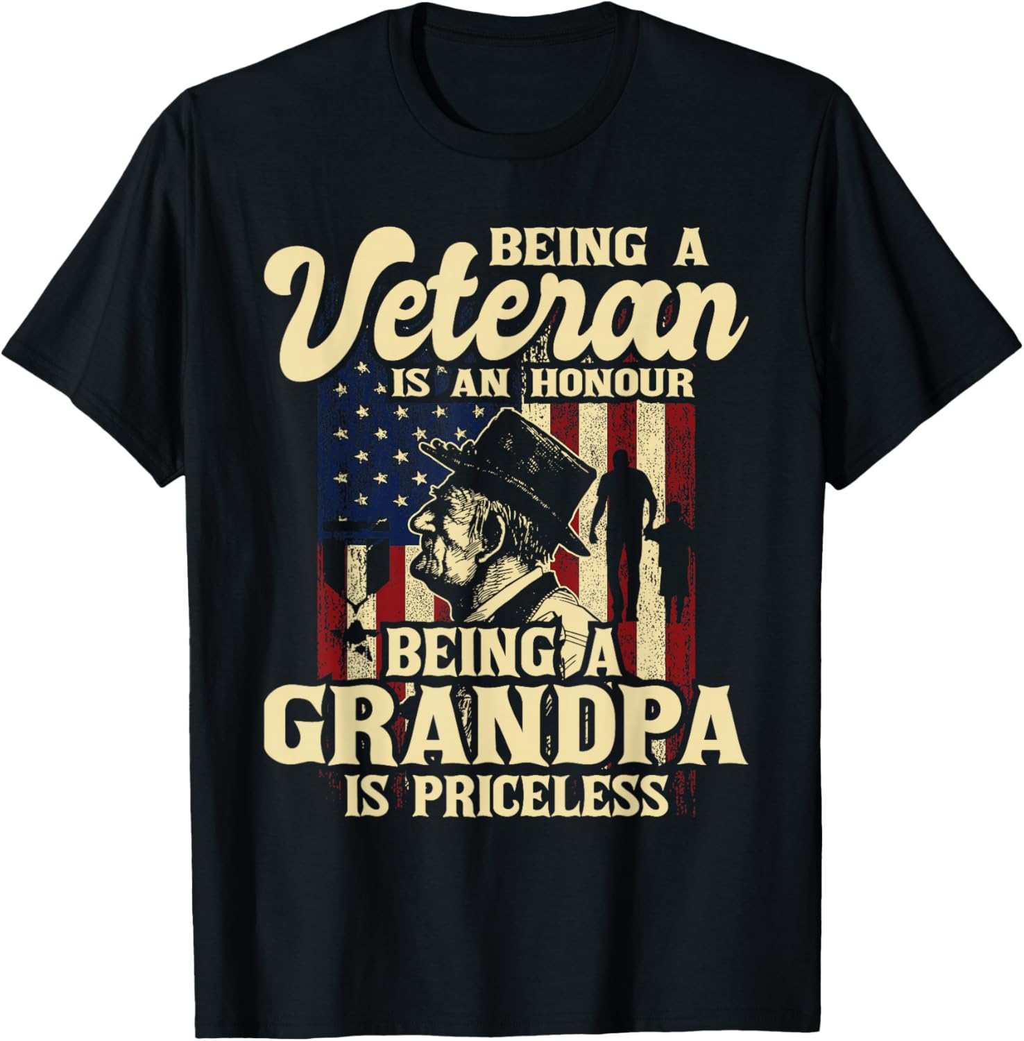 Being A Veteran Is An Honour Patriotic US Veteran Grandpa T-Shirt