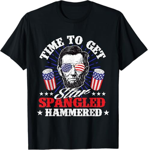 Time To Get Star Spangled Hammered - USA Flag 4th of July T-Shirt