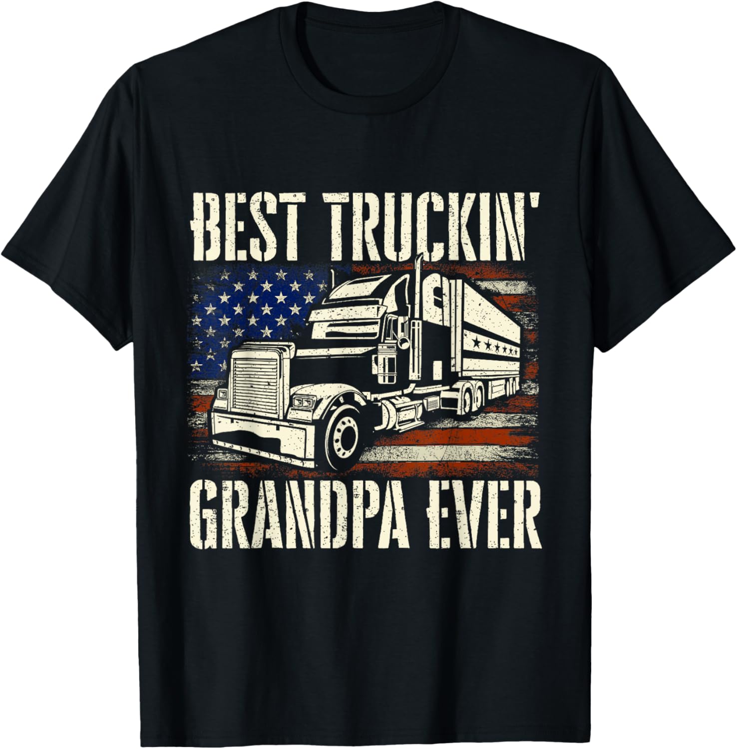 Best Truckin' Grandpa Big Rig Semi Truck Driver Trucker T-Shirt
