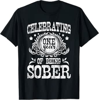 celebrating one year of being sober - recovery sobriety aa t-shirt