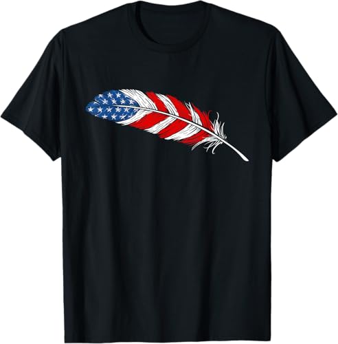 Native American Feather Flag - Indian Pride Veteran July 4th T-Shirt