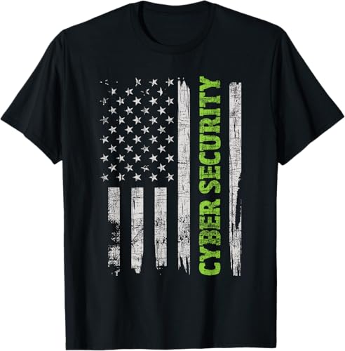 Cybersecurity - USA Flag Computer Engineer Programmer Hacker T-Shirt