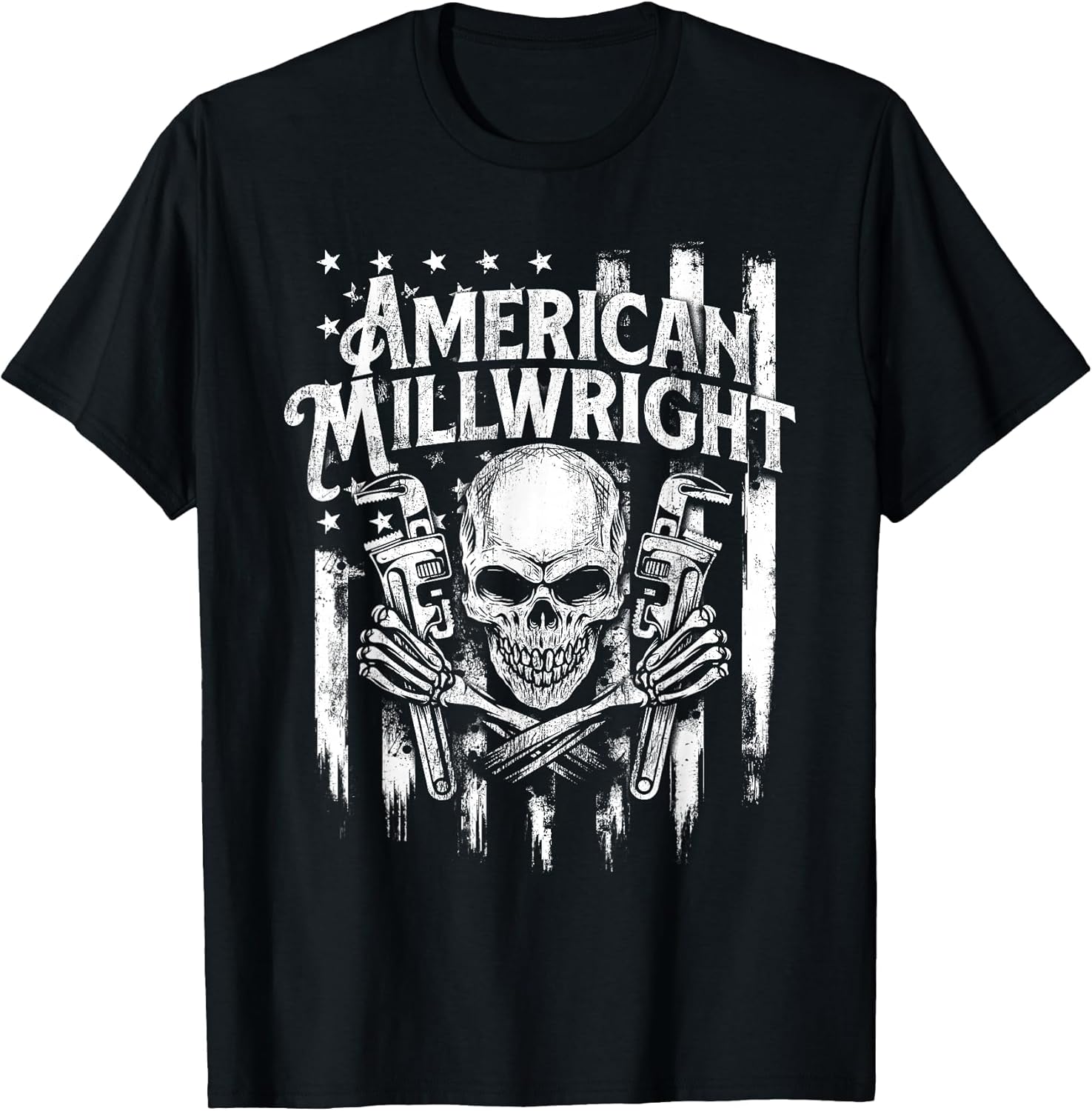 American Millwright - Patriotic USA Flag Machinist Engineer T-Shirt