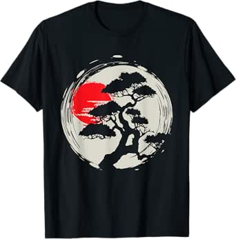 Japanese Bonsai Art - Sunset Tree Lover Gardening Planting T-Shirt