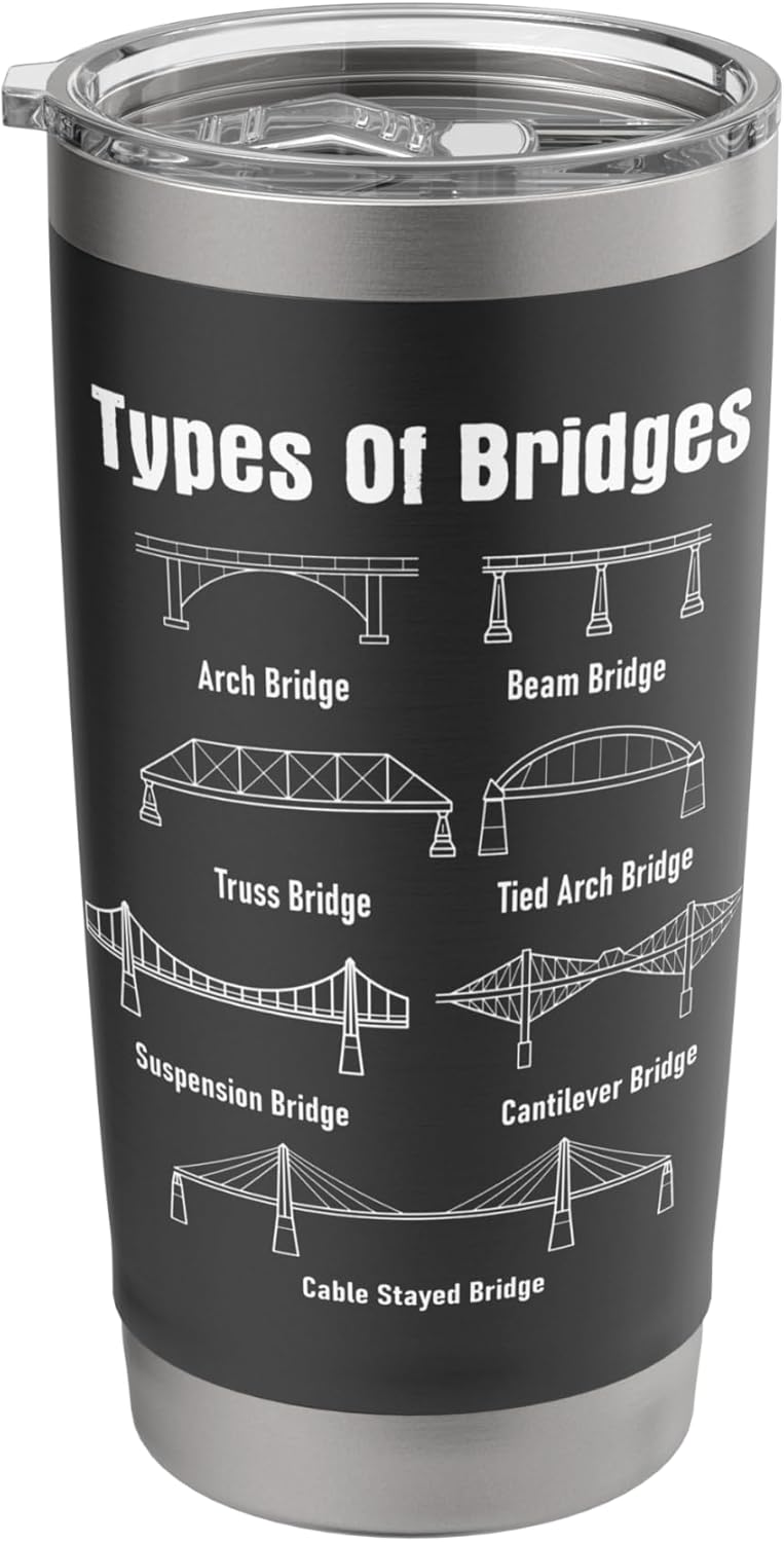 Types Of Bridges - Bridge Engineer Civil Engineering Stainless Steel Insulated Tumbler