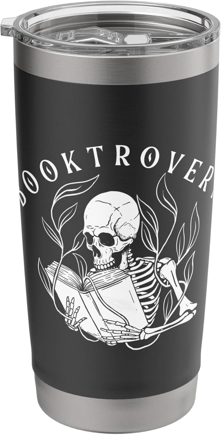 Booktrovert - Skeleton Book Lover Bookish Bookworm Reading Stainless Steel Tumbler