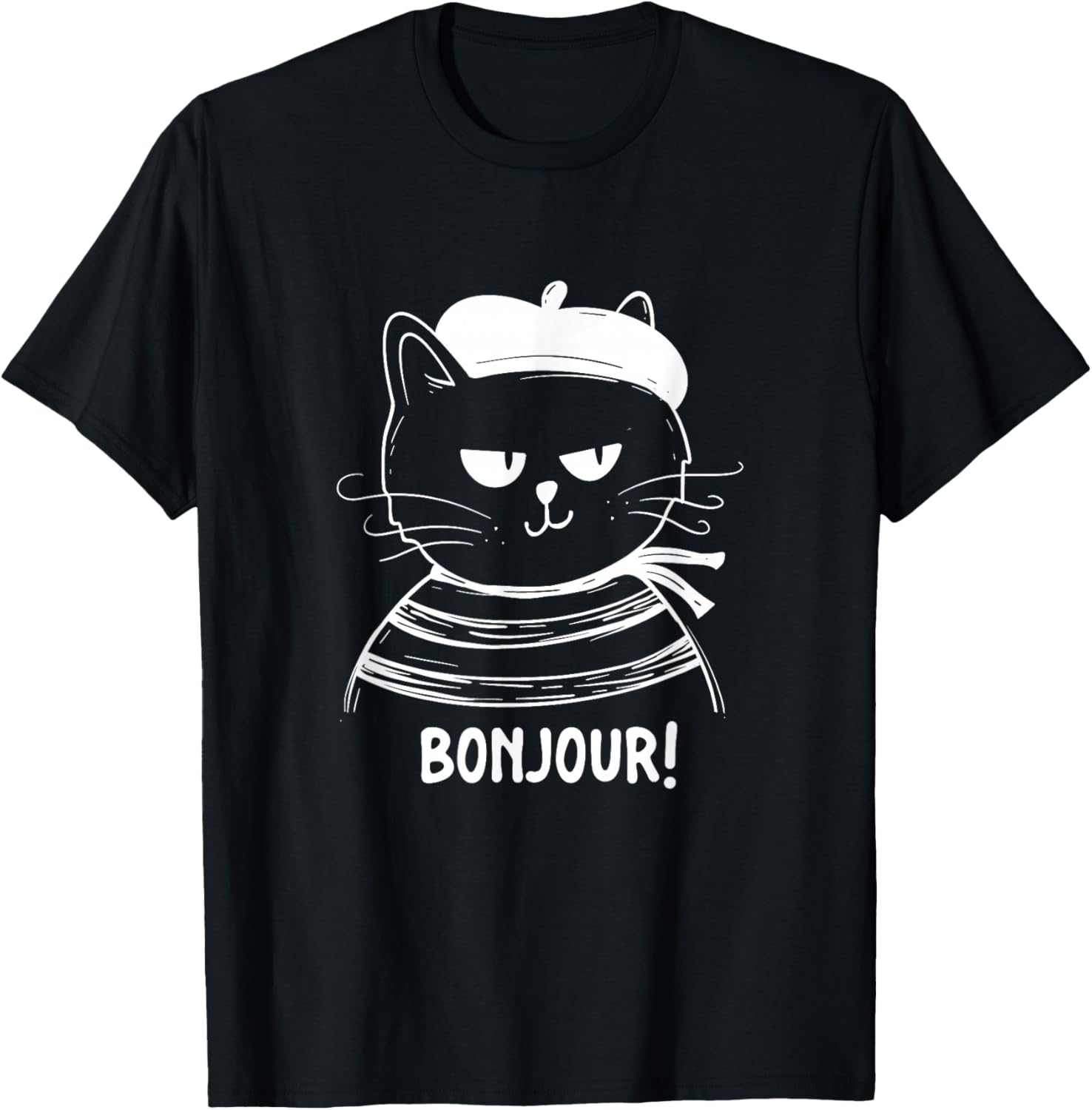 Bonjour - French Cat France Lover Francophile T-Shirt
